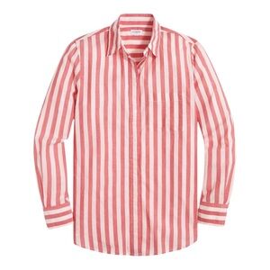 J. Crew Red and White Striped Button Down Shirt